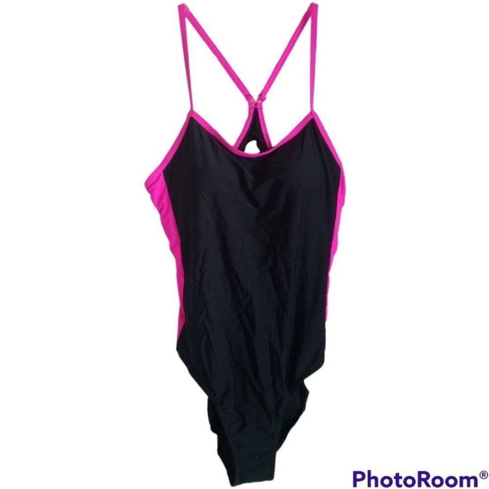 Black and Hot Pink One Piece Swimsuit NWOT